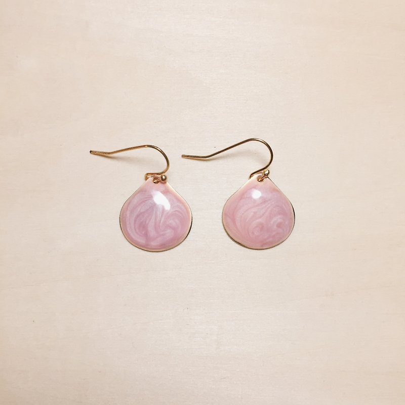 Vintage pink drip glaze fat drip earrings - ต่างหู - สี สึชมพู