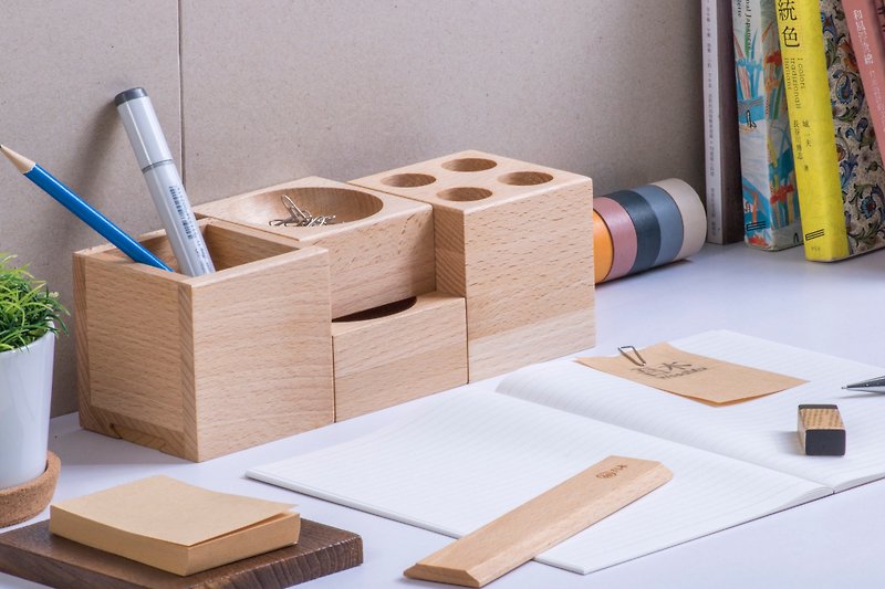 【組合文具組】 手工 木製筆盒 文具盒