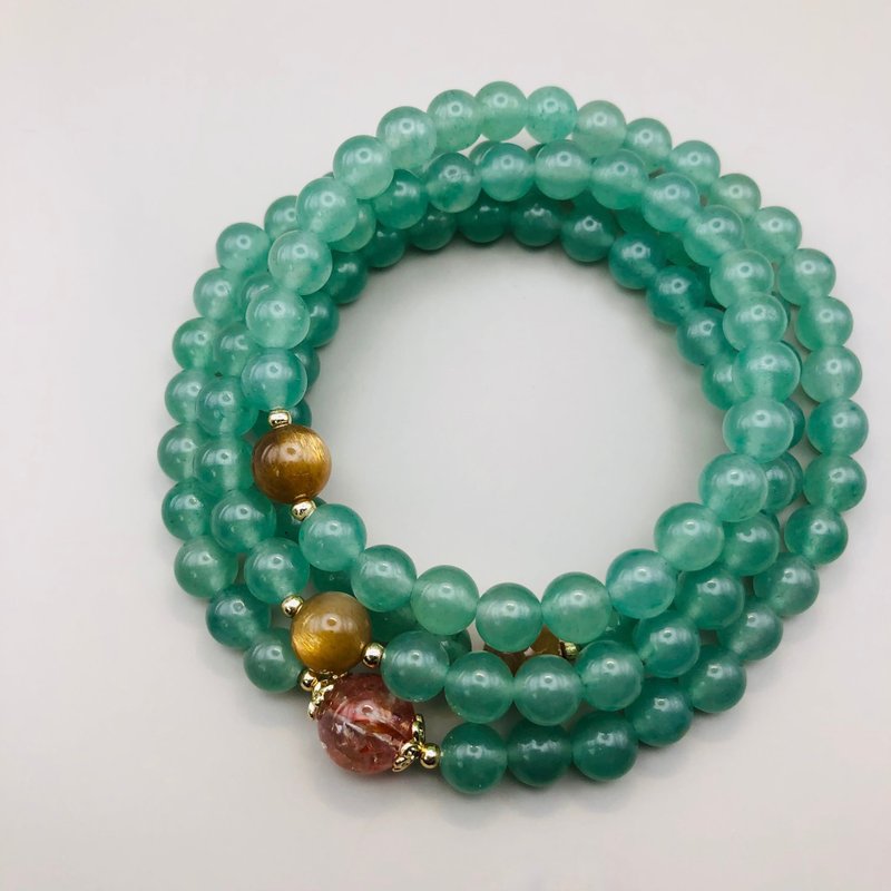 ITS-BJ625【Design model・Peaceful freedom・108 beads】Natural green aventurine jade - สร้อยข้อมือ - เครื่องประดับพลอย สีเขียว