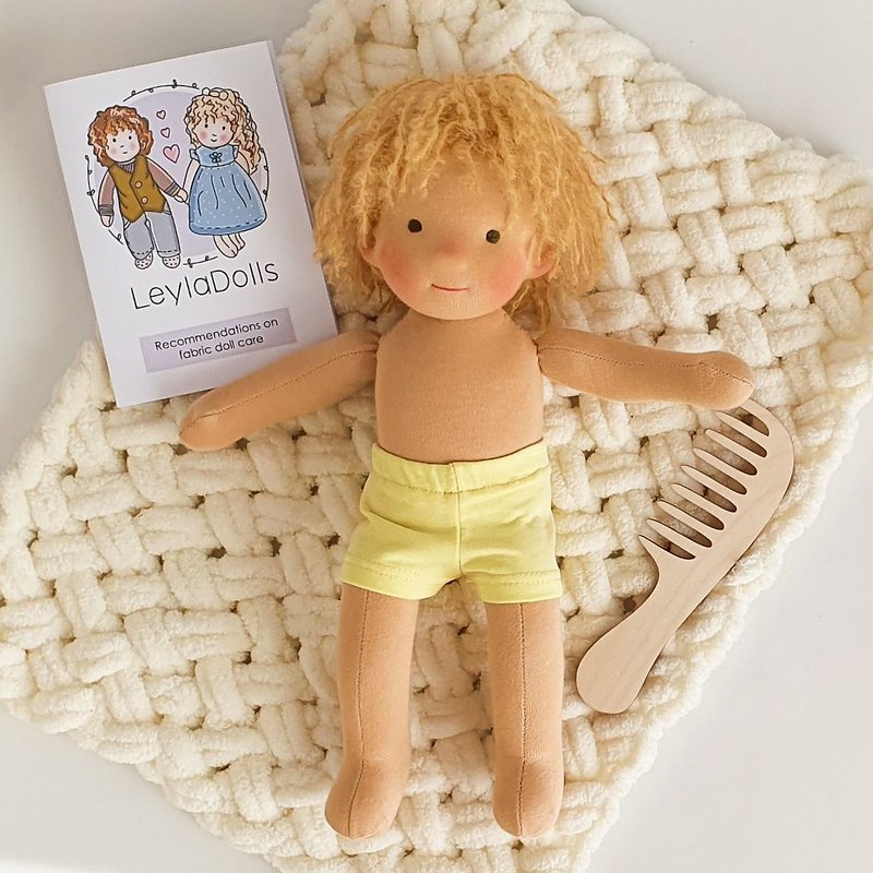 Waldorf boy doll 12inches (30cm) -  custom baby doll - soft textile rag doll - ของเล่นเด็ก - วัสดุอีโค 