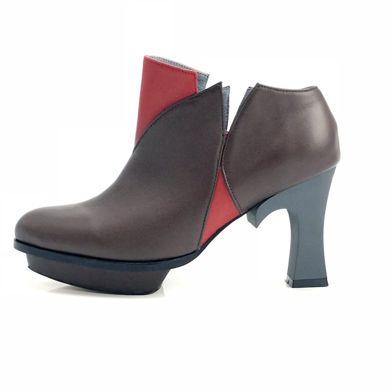 Tulip  (brown pump handmade leather shoes) - รองเท้าบูทสั้นผู้หญิง - หนังแท้ สีนำ้ตาล