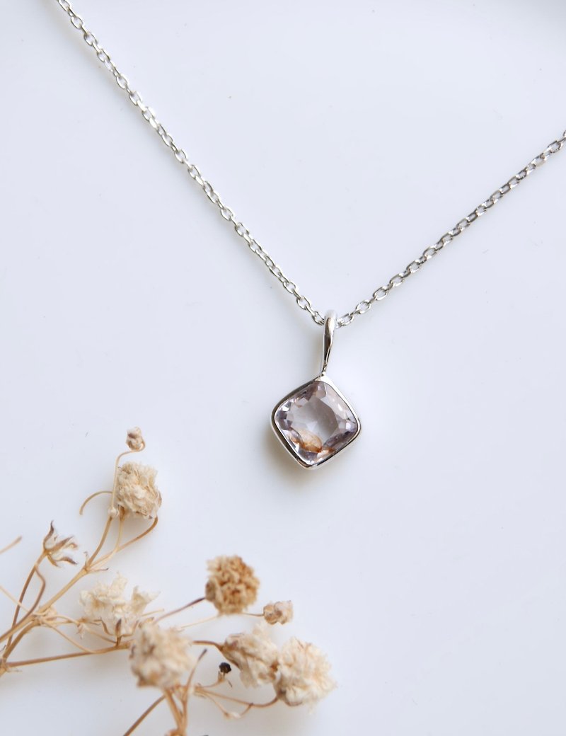 Pink lotus spinel diamond cut necklace - สร้อยคอ - เครื่องเพชรพลอย สึชมพู