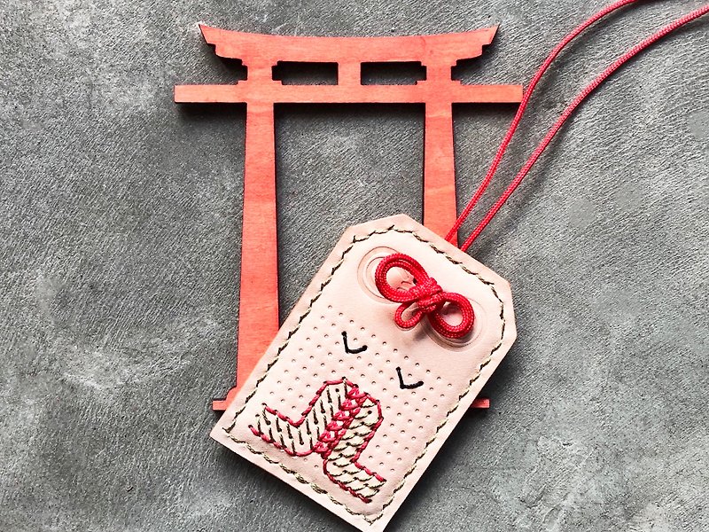 Yushou leather material bag is good to sew amulet Valentine's Day engraved name safety symbol couple DIY - เครื่องหนัง - หนังแท้ สีนำ้ตาล