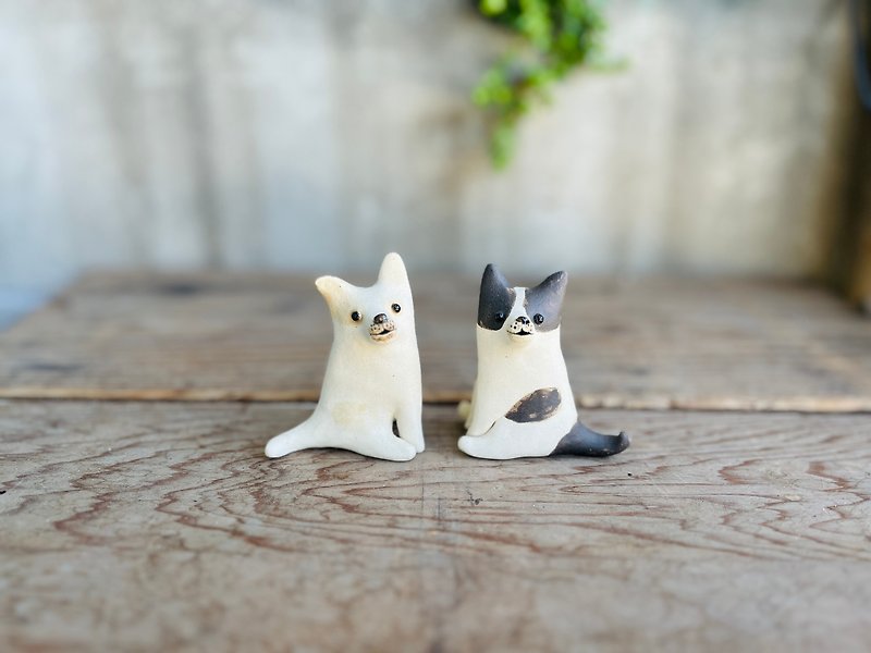 Mix puppy sits - ears erect - Items for Display - Pottery 
