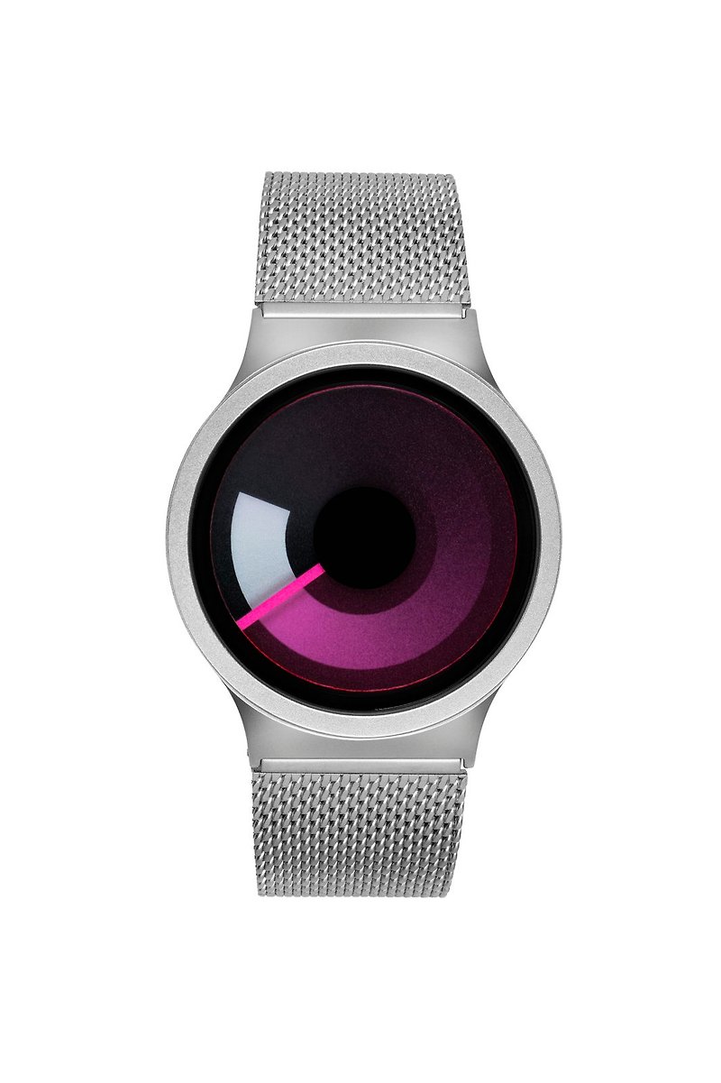 宇宙地平線系列腕錶 (XS - Horizon Chrome, 鋼色錶殼錶帶-黑/紅) - 女錶 - 不鏽鋼 銀色