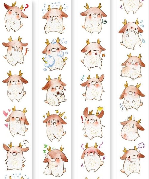 expression deer / 表情鹿 纸胶带