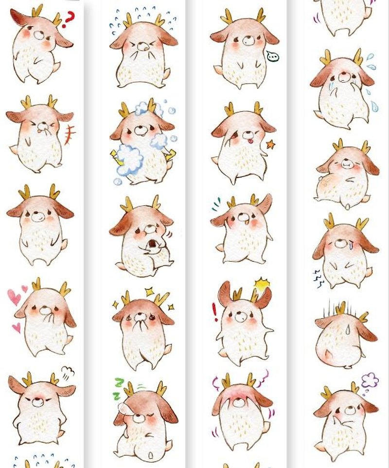 Expression Deer / Deer expression paper tape - Washi Tape - Paper Multicolor