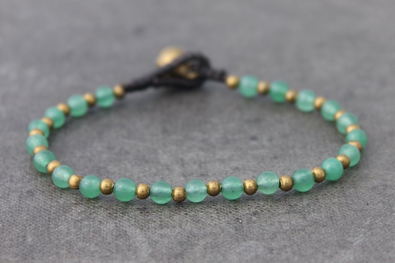 Jade Stone Beaded Bracelets Brass Simple Stone Hemp Woven Bracelets - สร้อยข้อมือ - หิน สีเขียว