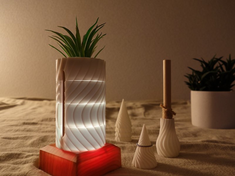 Fake Plants and Box, Aroma Diffuser, Ring Stand, LED Base, Geometric Spline