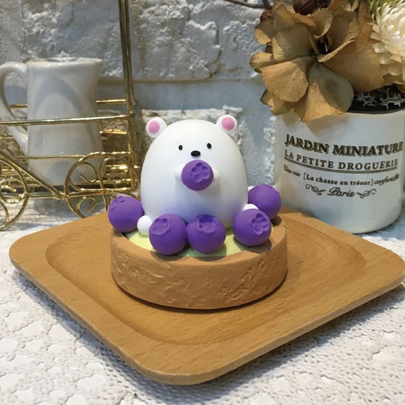 Parent-child clay material package corner dessert series-white bear blueberry tower clay material package - Pottery & Glasswork - Clay Multicolor