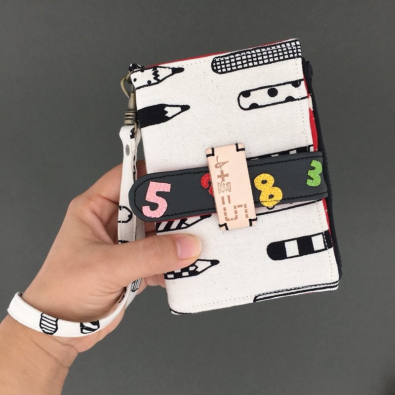 Pencil writing number / medium and short clip fusion version of the spot does not have to wait - Wallets - Cotton & Hemp White