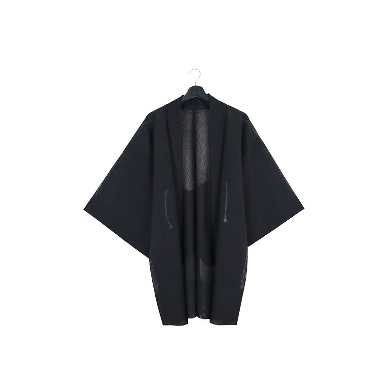 Back to Green :: Japan back to kimono feather weave skin long version of the grid / / men and women can wear / / vintage kimono (KI-64) - Women's Casual & Functional Jackets - Cotton & Hemp 
