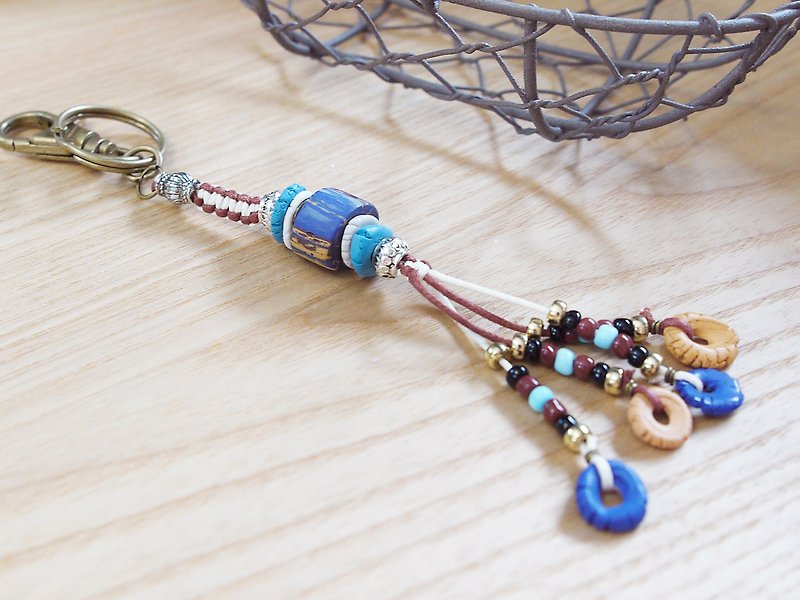 Irigu ◇ Lily Ryukyu pearl key ring - ที่ห้อยกุญแจ - วัสดุอื่นๆ สีน้ำเงิน
