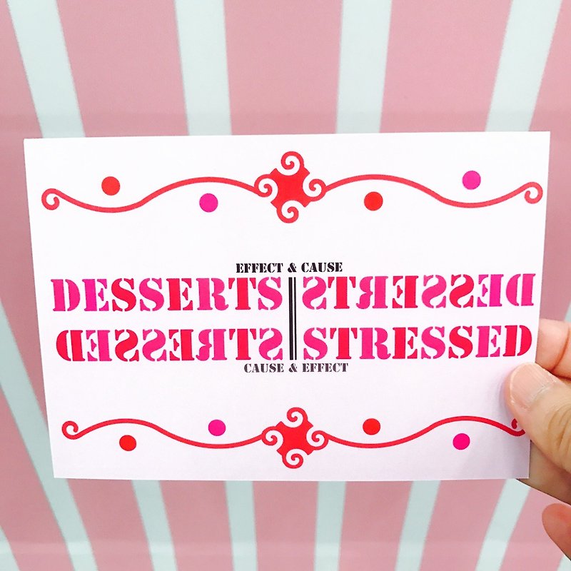 Stressed & Desserts Postcard - 卡片/明信片 - 紙 粉紅色
