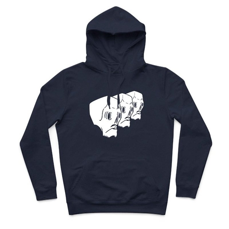 Skull Gangster-Navy-Hooded T-shirt - Unisex Hoodies & T-Shirts - Cotton & Hemp Blue