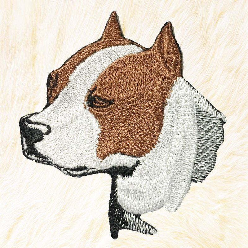 Pitbull Terrier Dog Iron on Patch Buy 3 Get 1 Free - 編織/刺繡/羊毛氈/縫紉 - 繡線 咖啡色