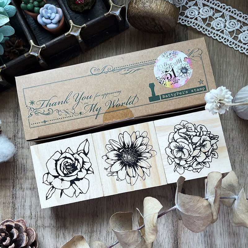 Spring flowers stamps set - Stamps & Stamp Pads - Wood 