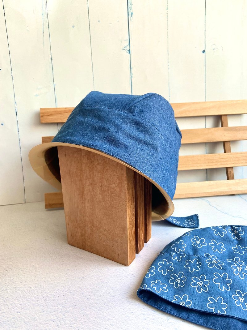 Denim double-sided turban hat surgical hat chemotherapy hat work hat cooking hat - Hats & Caps - Cotton & Hemp 