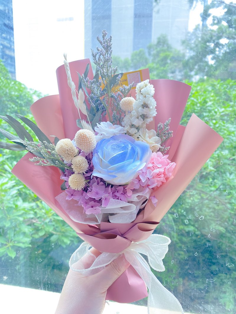 Blue rose pink bouquet mini version - Dried Flowers & Bouquets - Plants & Flowers Pink