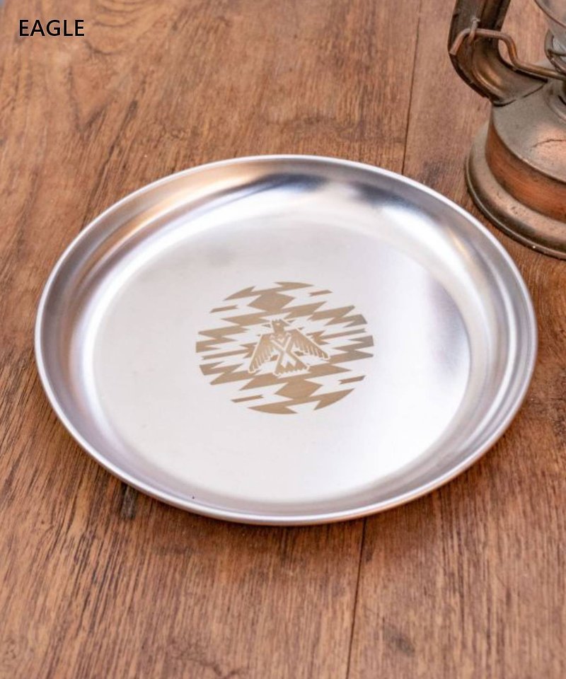 [Hot Pre-Order] Ethnic Totem Stainless Steel Dinner Plate (Four Styles) JASP12A2 Camping Tableware - จานและถาด - สแตนเลส สีเงิน