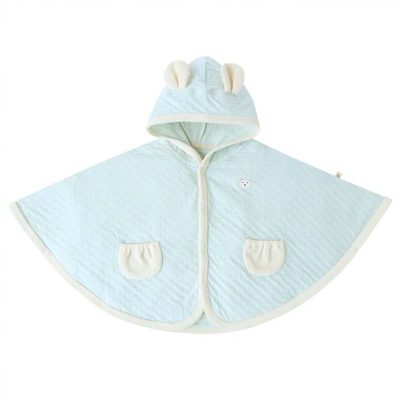 [SISSO Organic Cotton] Mint Vanilla Bear Double Woven Four Seasons Cape - เสื้อโค้ด - ผ้าฝ้าย/ผ้าลินิน ขาว