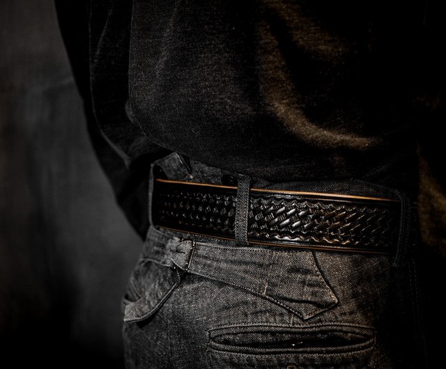 STT Custom Handmade Basketweave Leather Belt