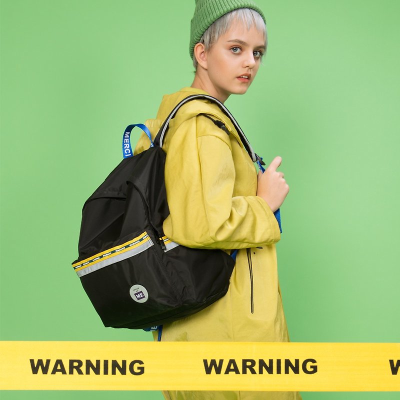 KIITOS cordon theme nylon waterproof embroidered reflective material junior high school schoolbag backpack backpack - กระเป๋าเป้สะพายหลัง - ไนลอน สีดำ
