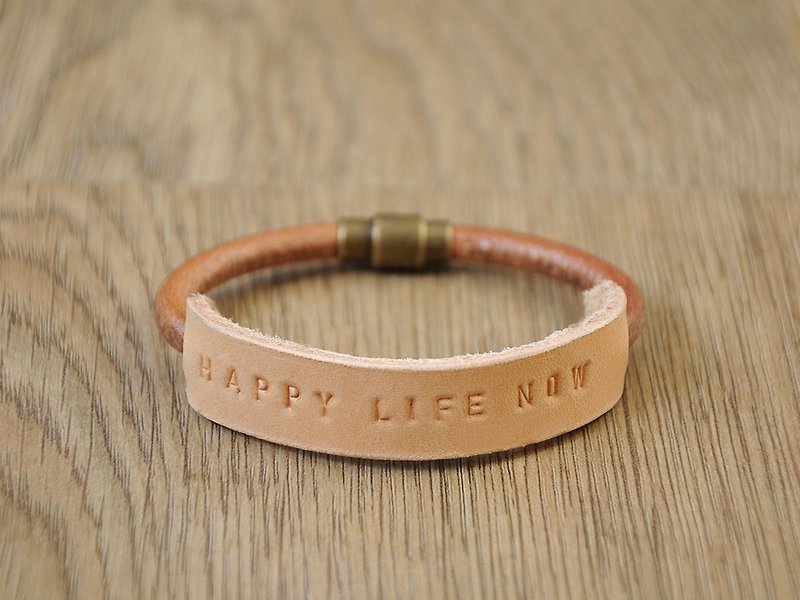 Original style leather brand Bracelet (free lettering, character branding) - Bracelets - Genuine Leather Brown