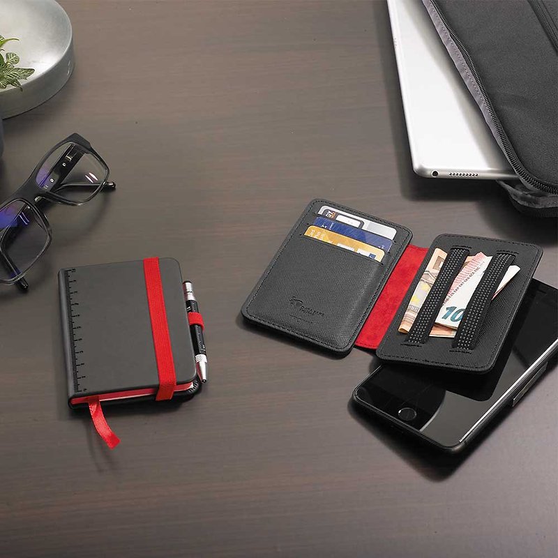 RFID個資防盜磁扣卡夾鈔票夾 - 證件套/識別證套 - 聚酯纖維 黑色