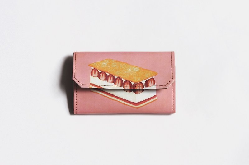 防水加工紙カード・小銭入れ--ストロベリーケーキ/Strawberry Cake - 小銭入れ - 紙 ピンク