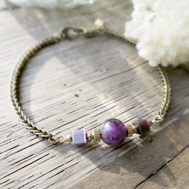 VIIART. Zodiac - Capricornus. Amethyst Stone Bracelet in Brass - Bracelets - Other Metals Purple