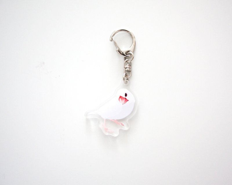 アクリルキーホルダー 白文鳥 - 鑰匙圈/鑰匙包 - 壓克力 白色
