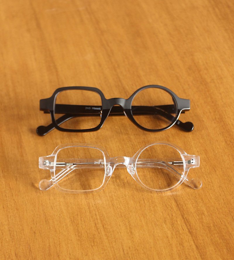 Black/Transparent Asymmetrical Acetate Eyeglasses - Glasses & Frames - Other Materials Black