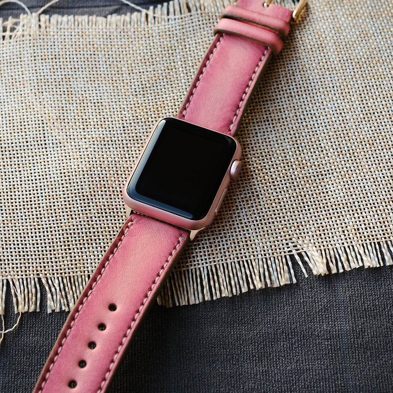 Pink Rose Apple Watch Band Rose Gold 38mm 40mm 42mm 44mm - Watchbands - Genuine Leather Pink