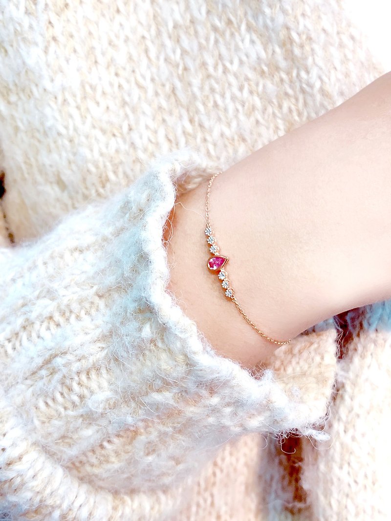美麗而優雅 Andrea | 18K金鑽石手鍊 (可客製化) - 手鍊/手環 - 鑽石 粉紅色