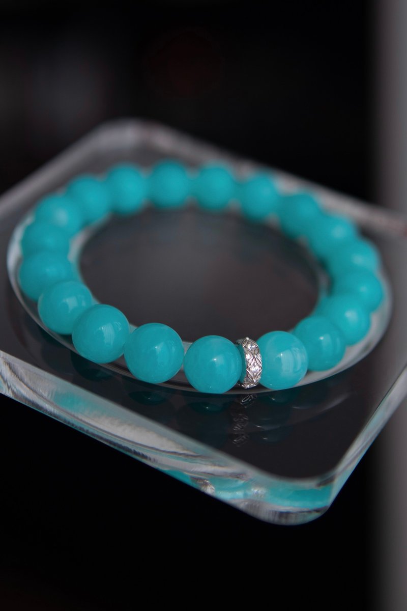 天然アマゾナイト S925シルバーリースブレスレット 自信 勇気 コミュニケーション能力 - ブレスレット - クリスタル 