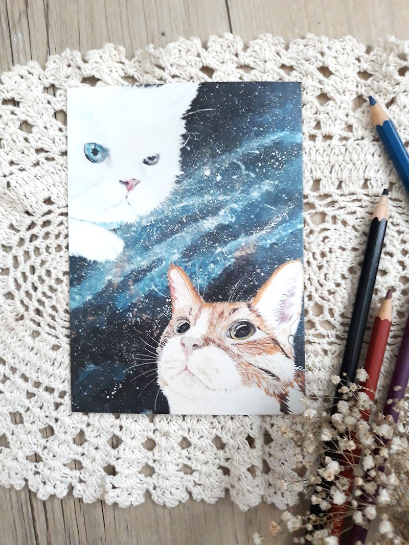 宇宙貓星人-延續的愛 - 卡片/明信片 - 紙 多色