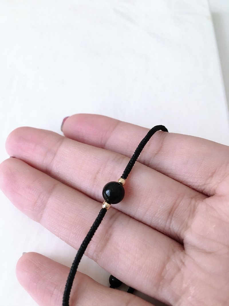 Large obsidian gold beads are extremely fine / the mysterious power to ward off evil spirits protects the Gemstone that will no longer cry - สร้อยข้อมือ - วัสดุอื่นๆ สีดำ