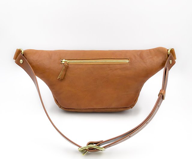 Women's Retro Brown Leather Letter Mark Funny Pack Waist Bag