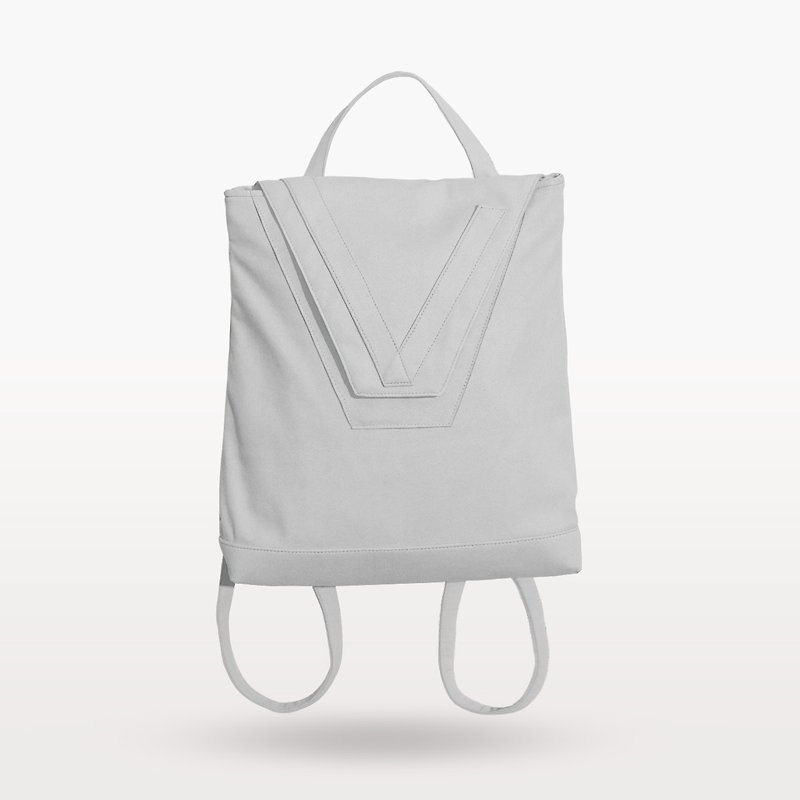 【日常系列】V backpack 兩用後背包 全灰 - 背囊/背包 - 尼龍 灰色