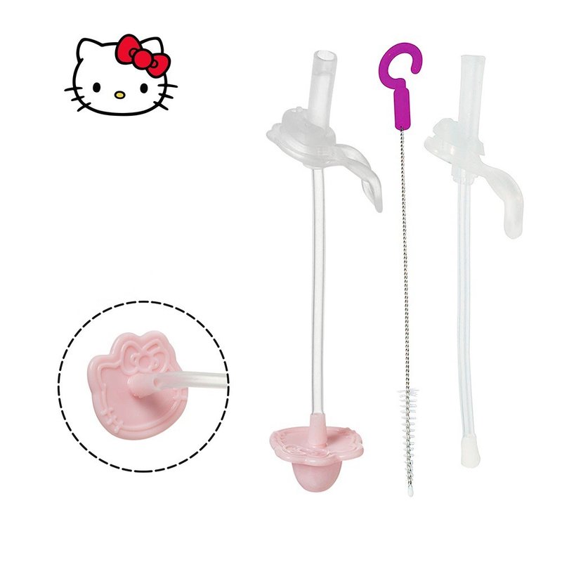 b.box Kitty升級版水杯替換吸管2入+清潔刷(粉紅) - 寶寶/兒童餐具/餐盤 - 其他材質 
