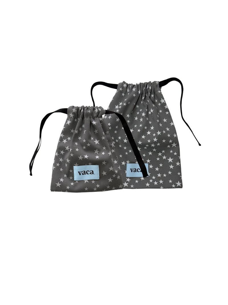 STAR STRING POUCH (GREY)_S SIZE - 化妝包/收納袋 - 棉．麻 灰色