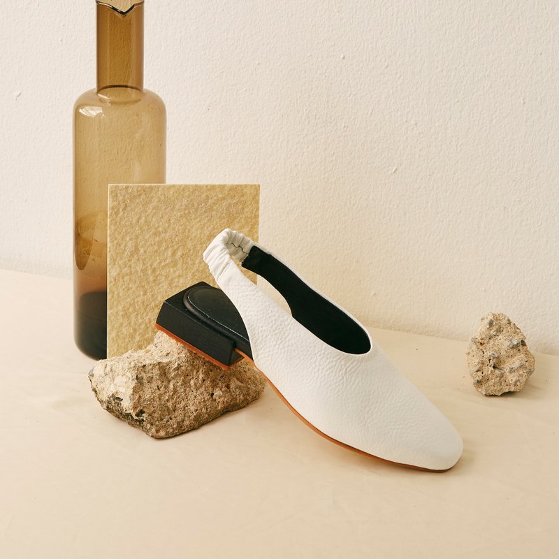 WHITE - ONIONS Slingback Shoes - Sandals - Genuine Leather White