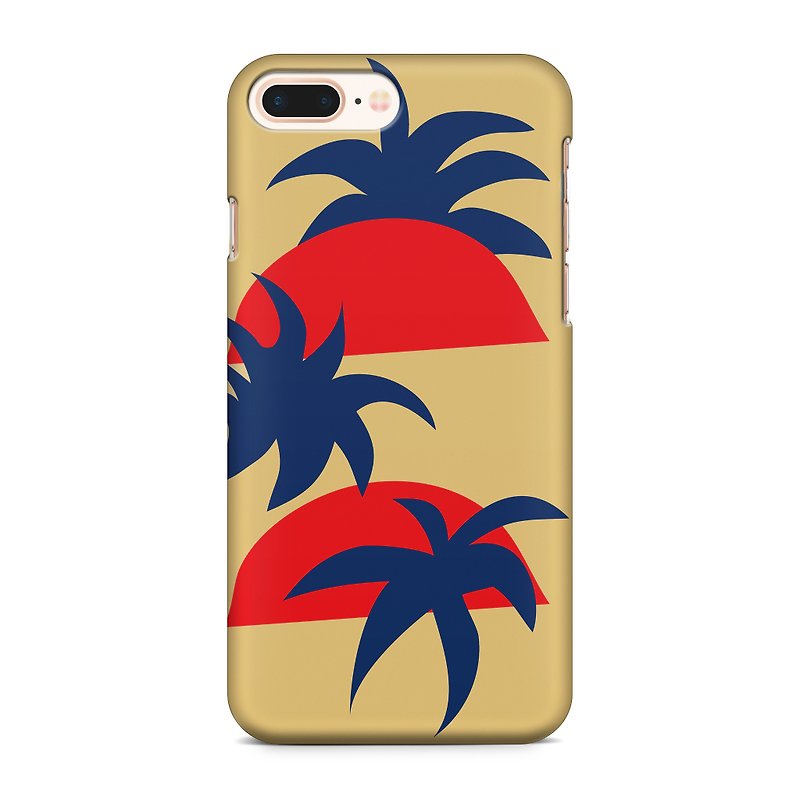 Sunrise and palm trees- mustard Phone case - Phone Cases - Plastic Khaki