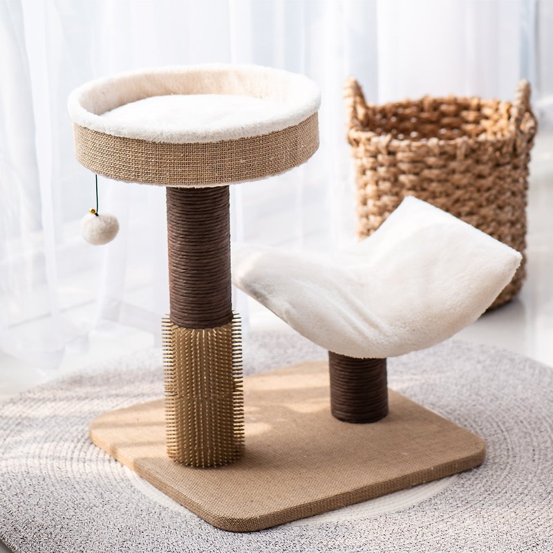 American Petpals | Healing Series Double Column Cat Jump - อุปกรณ์แมว - ผ้าฝ้าย/ผ้าลินิน สีกากี