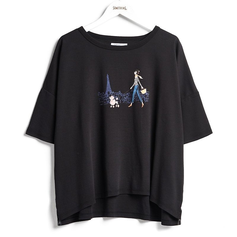 SOMETHING Paris ストリートビュー クラフト トーテム 半袖 Tシャツ (ブラック) #衣 - トップス - コットン・麻 ブラック