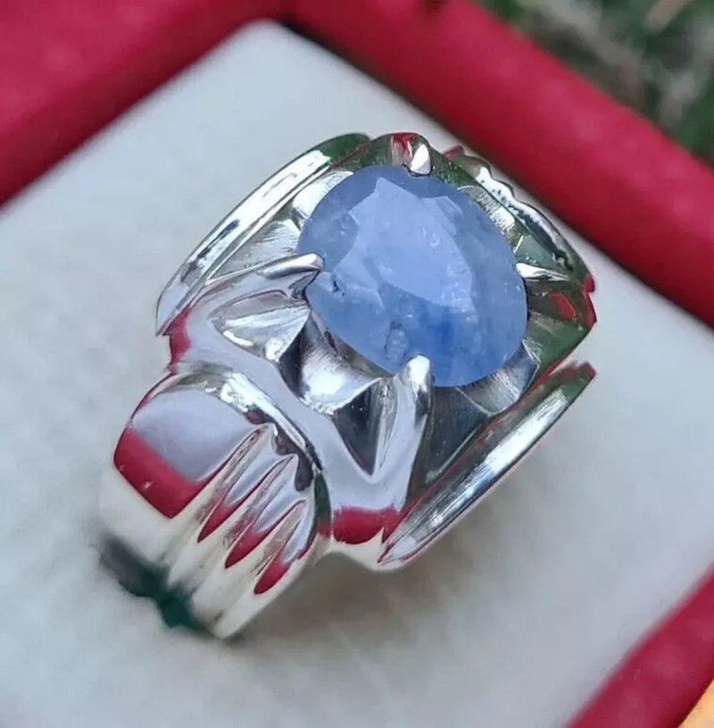 Oval Cut Real Unheated Untreated ceylon Sapphire Ring Sri lanka sapphire rings - 戒指 - 寶石 藍色