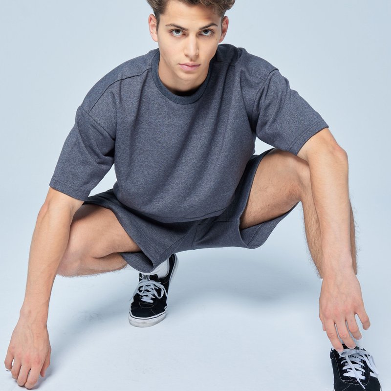 Stone'As Seaming Cut Shorts / 接縫剪裁短褲 - 男長褲/休閒褲 - 棉．麻 灰色