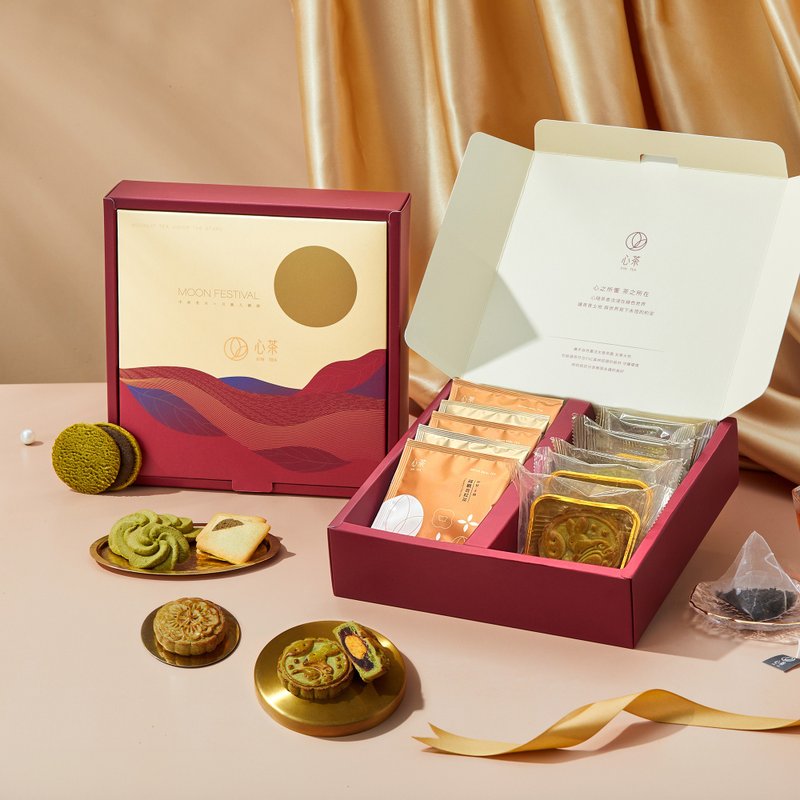 Mid-Autumn Festival Gift Box | 10 pieces of French tea mooncakes x Japanese tea cakes x Taiwanese tea bags co-branded by the craftsmen - Handmade Cookies - Fresh Ingredients Multicolor