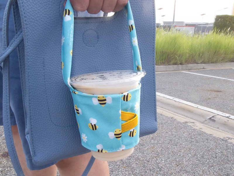 Bee drink bag / Reusable drink holder / 飲料提袋 - 飲料提袋/杯袋/杯套 - 其他材質 黃色